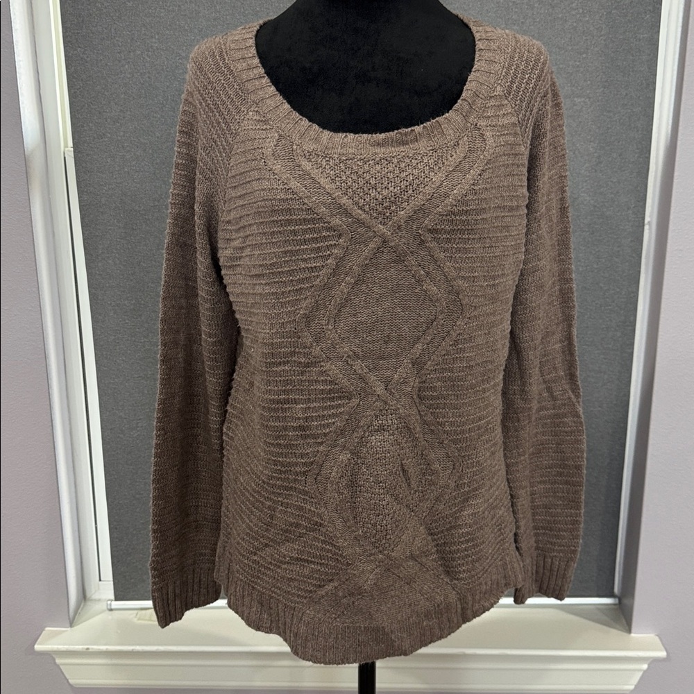 Pink Rose Textured Knit Top in Tan